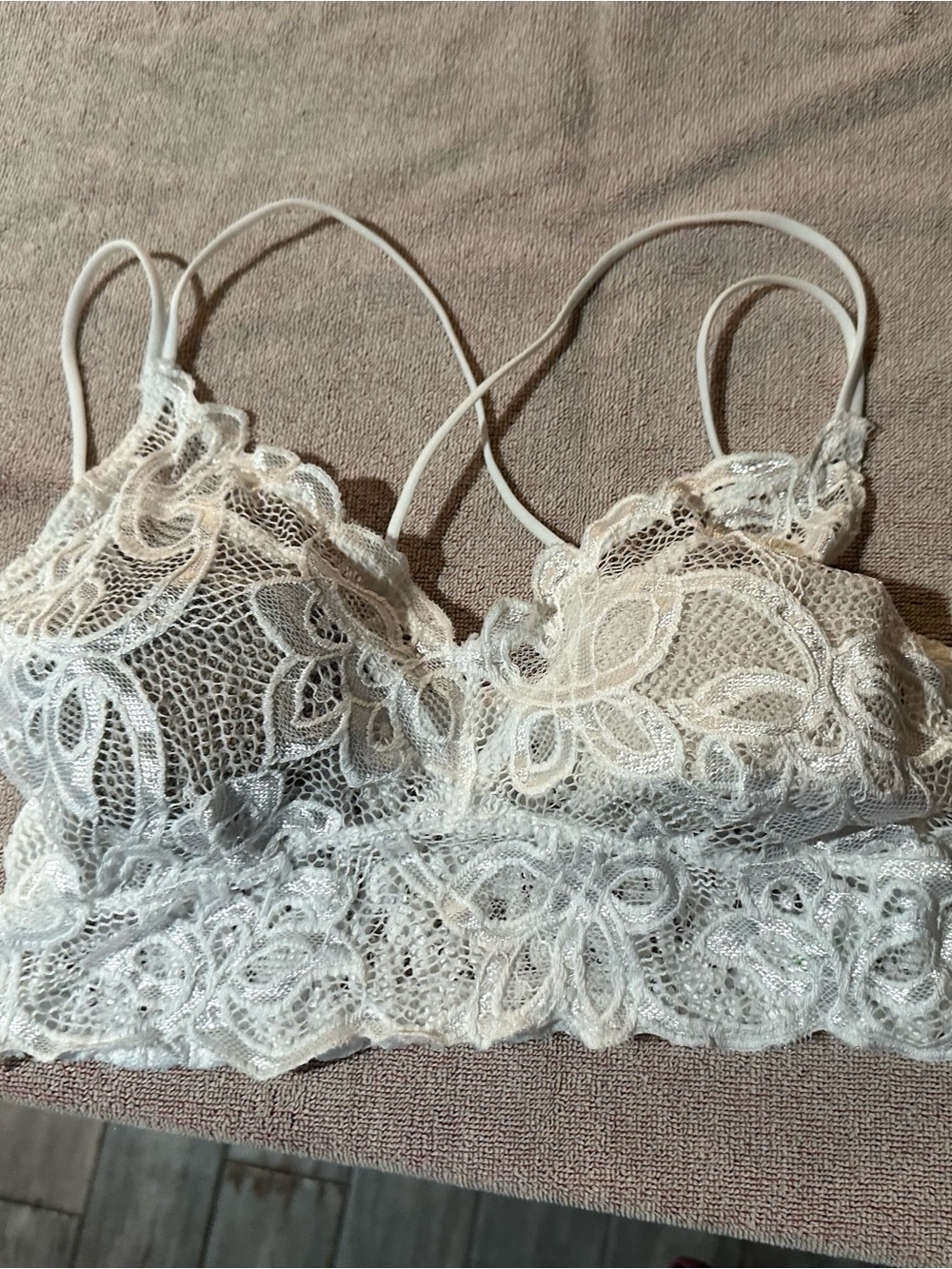 dip White Lace Bralette with Floral Overlay